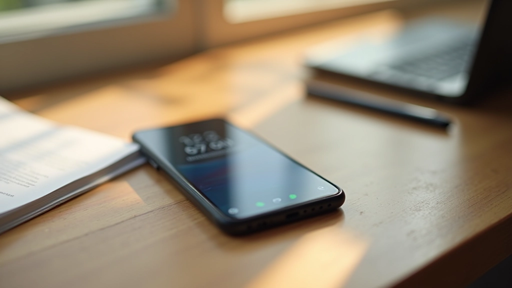 Smartphone on desk showing time 6 PM with notifications badge, representing after-work communication