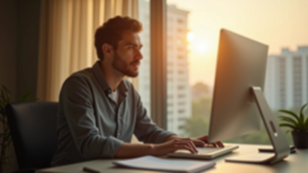 Person at desk in evening light, computer screen off, notebook and pen ready for next day planning